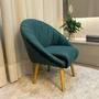 Imagem de Poltrona Decorativa Bela Para Sala de Estar Quarto Recepção com Encosto Arredondado e Costura Geométrica