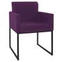 Imagem de Poltrona Decorativa Bellinha Base de Ferro Preto Suede Roxo - Amarena Móveis