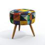 Imagem de Poltrona Decorativa Beta com Puff Solar Sued Estampado Colorido com Azul Marinho Aradecor
