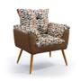 Imagem de Poltrona Decorativa Beta com Puff Solar Sued Estampado Laranja com Capuccino Aradecor
