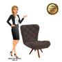 Imagem de Poltrona Decorativa Botonê Iris Suede Marrom com Base Giratória Madeira - D'Rossi
