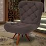 Imagem de Poltrona Decorativa Botonê Iris Suede Marrom com Base Giratória Madeira - D'Rossi