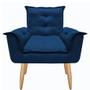 Imagem de Poltrona Decorativa Canoa Retrô Suede Azul Marinho para Sala de Estar Luxo Escritório Quarto