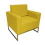 Imagem de Poltrona Decorativa Com Base de Ferro Para Recepção Leticia Pé Ferro Suede Amarelo - LM DECOR