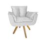 Imagem de Poltrona Decorativa Com Base Giratória De Madeira Consultório Opala Suede Branco - DL Decor