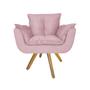 Imagem de Poltrona Decorativa Com Base Giratória De Madeira Consultório Opala Suede Rosa Bebe - DL Decor