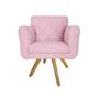 Imagem de Poltrona Decorativa Com Base Giratória De Madeira Quarto Isabella Corano Rosa Bebe - DL Decor