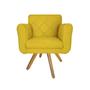 Imagem de Poltrona Decorativa Com Base Giratória De Madeira Recepção Isabella Corano Amarelo - LM DECOR