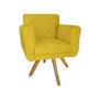 Imagem de Poltrona Decorativa Com Base Giratória De Madeira Recepção Isabella Corano Amarelo - LM DECOR