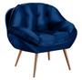 Imagem de Poltrona Decorativa Dallas Almofadada com pé Palito Veludo Azul - Sofá Casa