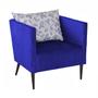 Imagem de Poltrona Decorativa Dallas Suede Azul Royal Almofada Estampada - JRV Móveis