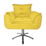 Imagem de Poltrona Decorativa Estofada Base Giratória de Metal Opala Suede Amarelo - DL Decor