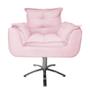 Imagem de Poltrona Decorativa Estofada Base Giratória de Metal Opala Suede Rosa Bebe - DL Decor