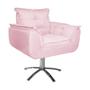 Imagem de Poltrona Decorativa Estofada Base Giratória de Metal Opala Suede Rosa Bebe - DL Decor