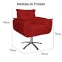 Imagem de Poltrona Decorativa Estofada Base Giratória de Metal Opala Suede Vermelho - DL Decor