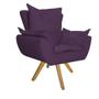 Imagem de Poltrona Decorativa Fenzzi Base Giratória de Madeira Sala de Estar Quarto Suede Roxo - DAMAFFÊ MÓVEIS