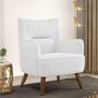 Imagem de Poltrona Decorativa Fixa Pés de Madeira Isabella D02 Material Sintético Branco C-12 - Lyam Decor