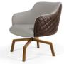 Imagem de Poltrona Decorativa Giratória Base Ka Jade D02 Linho Bege C-107 Tressê Material Sintético Marrom - Lyam Decor