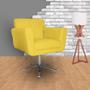 Imagem de Poltrona Decorativa Isabela em Tressê Pés Metal Giratório Suede Amarelo - DS Estofados
