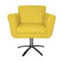 Imagem de Poltrona Decorativa Isabela em Tressê Pés Metal Giratório Suede Amarelo - DS Estofados