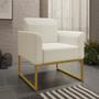 Imagem de Poltrona Decorativa Isabella Base Industrial Linho Bege/Dourado G19 - Gran Belo