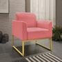 Imagem de Poltrona Decorativa Isabella Base Industrial Suede Rosê/Dourado G19 - Gran Belo