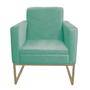 Imagem de Poltrona Decorativa Jade Base De Ferro Dourado Suede Azul Tiffany - INCASA DECOR