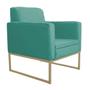 Imagem de Poltrona Decorativa Jade Base De Ferro Dourado Suede Azul Turquesa - INCASA DECOR