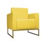 Imagem de Poltrona Decorativa Leticia Slim Com Base de Metal Suede Amarelo - DS Estofados