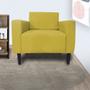 Imagem de Poltrona Decorativa Leticia Slim Couro Amarelo Pés Madeira Mz Decor