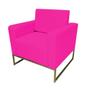 Imagem de Poltrona Decorativa Leticia Slim Couro Rosa Pink Base Metálica Mz Decor