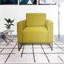 Imagem de Poltrona Decorativa Leticia Slim Suede Amarelo Base Metálica Mz Decor