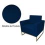 Imagem de Poltrona Decorativa Letícia Slim Suede Azul Marinho Base Metálica Dourada Vallisa Decor