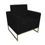 Imagem de Poltrona Decorativa Leticia Slim Suede Preto Base Metálica Ms Decor