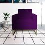 Imagem de Poltrona Decorativa Leticia Slim Suede Roxo Base Metálica Mz Decor