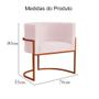 Imagem de Poltrona Decorativa Luana Suede Rosa Bebê Base Metálica Cobre - Belliv Decor