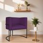 Imagem de Poltrona Decorativa Luna Base de Ferro Preto Suede Roxo