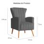 Imagem de Poltrona Decorativa Melinda Suede Cinza Pés Madeira Mz Decor