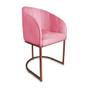 Imagem de Poltrona Decorativa Mia Base Industrial Cobre Suede Rosa - Belliv Decor