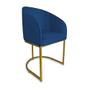 Imagem de Poltrona Decorativa Mia Base Industrial Dourada Suede Azul Marinho - Belliv Decor