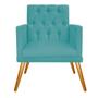Imagem de Poltrona Decorativa Nanda Pés Palito Mel Sala de Espera Recepção Suede Azul Turquesa - KDAcanto Móveis