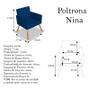 Imagem de Poltrona Decorativa Nina Pés Palito Sala de Estar Recepção Quarto Suede Azul Marinho - DAMAFFÊ MÓVEIS