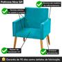 Imagem de Poltrona Decorativa Nina Pés Palito Suede Azul Turquesa