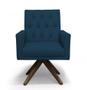 Imagem de Poltrona Decorativa Nina Retro Base Giratória Suede Azul Marinho - MeularDecor