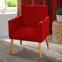 Imagem de Poltrona Decorativa Nina Suede Vermelho com Rodapé - 2M Decor