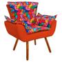 Imagem de Poltrona Decorativa Opala Suede Composê Estampado Romero Britto D15 e Suede Laranja - D'Rossi