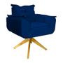 Imagem de Poltrona Decorativa Opalla Pés Giratório Madeira Suede Azul Marinho - DS Estofados