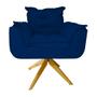 Imagem de Poltrona Decorativa Opalla Pés Giratório Madeira Suede Azul Marinho - DS Estofados