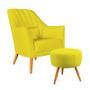 Imagem de Poltrona Decorativa Orion Bordada com Puff Solar Sued Amarelo Aradecor