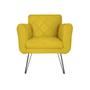 Imagem de Poltrona Decorativa Para Recepção Com Pés de Ferro Isabella Suede Amarelo - DL Decor